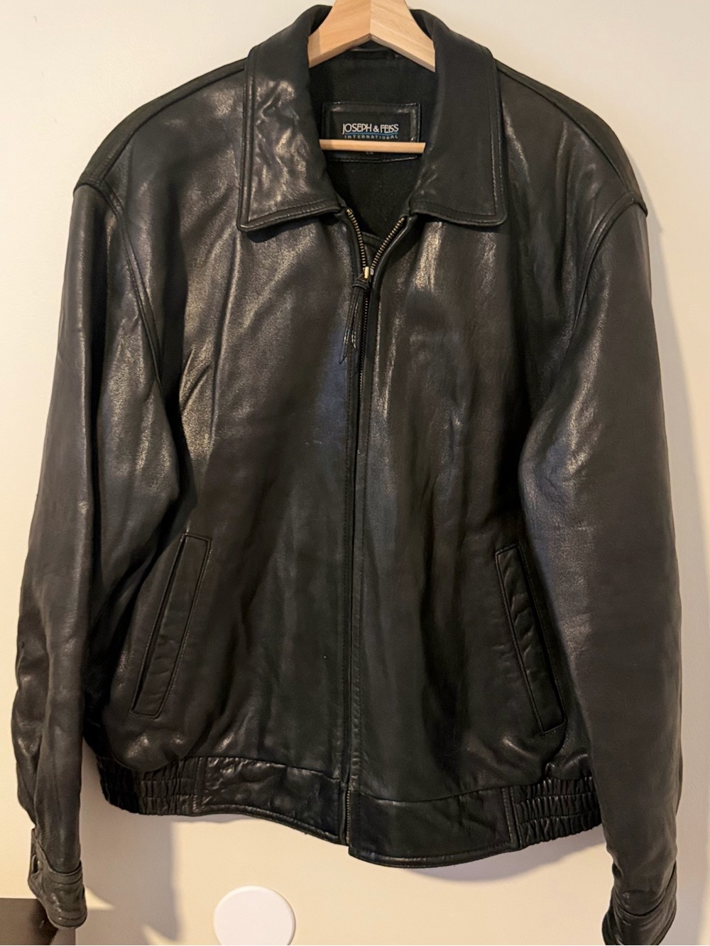 Joseph & Feiss Black Leather Bomber Jacket